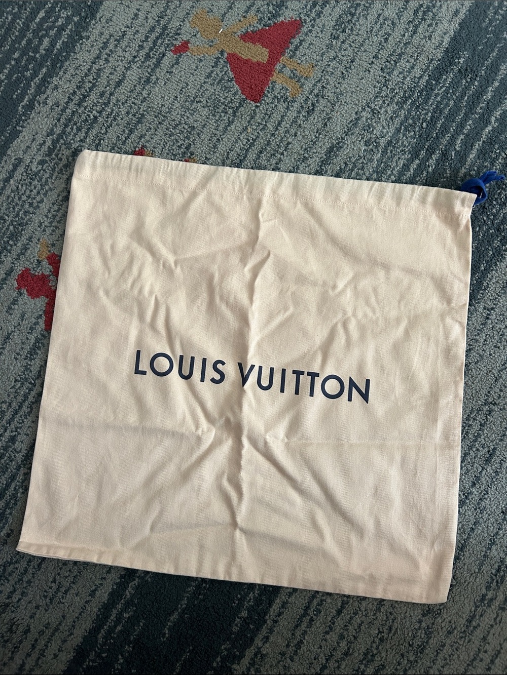 Louis Vuitton Cream Dust/Storage Bag with Navy Logo